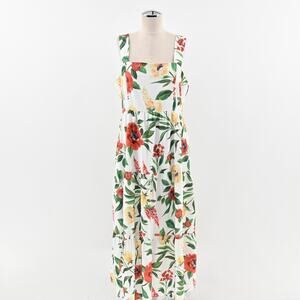 JJS HOUSE Floral Maxi Dress‎ Size XL White Tiered Ruffle Square Neck Cottagecore